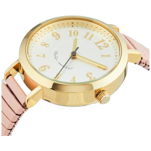 Fieldwork Women's Analog Puruja Watch, Waterproof, Accordion-style, Metal Band, Gold, ST277-3, Pink