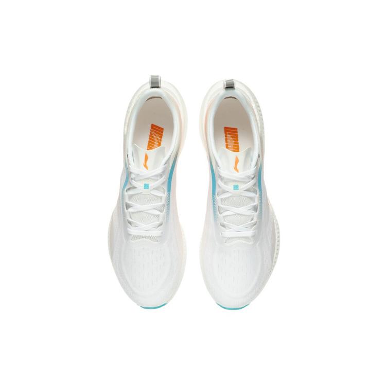 New LINING Super Light 19 Running Shoes Men Low Top Standard White/Fluorescent Sweet Orange ARBS001-11