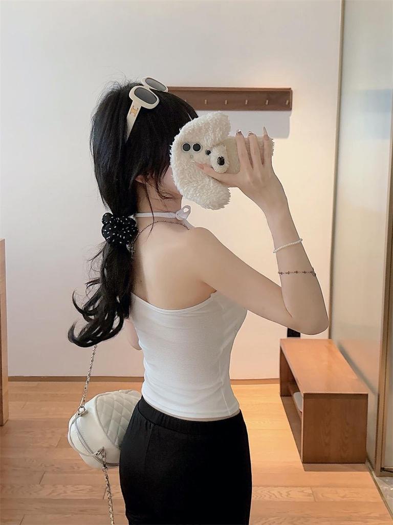 Summer Sweet & Spicy Cartoon One-Shoulder Vest with Chest Pads