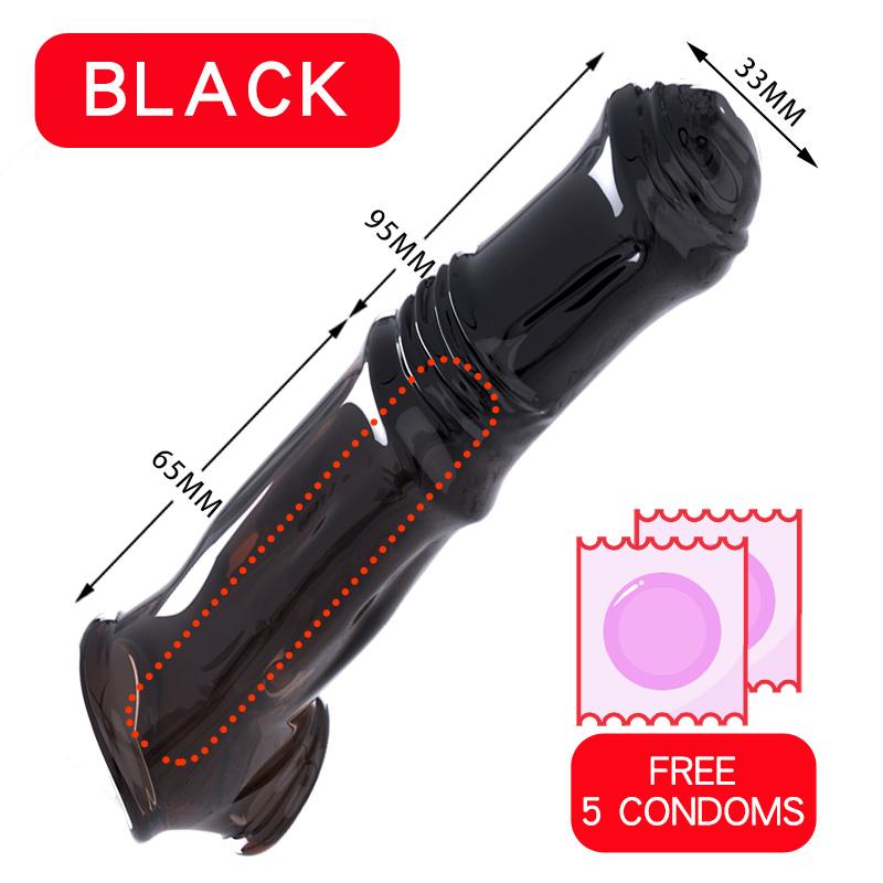 Vibrator Penis Sleeve Horse Dildo Reusable Condom Cock Ring Dildos Delay Penis Extender Dick Enlarger Sexy Toys For Men Sex