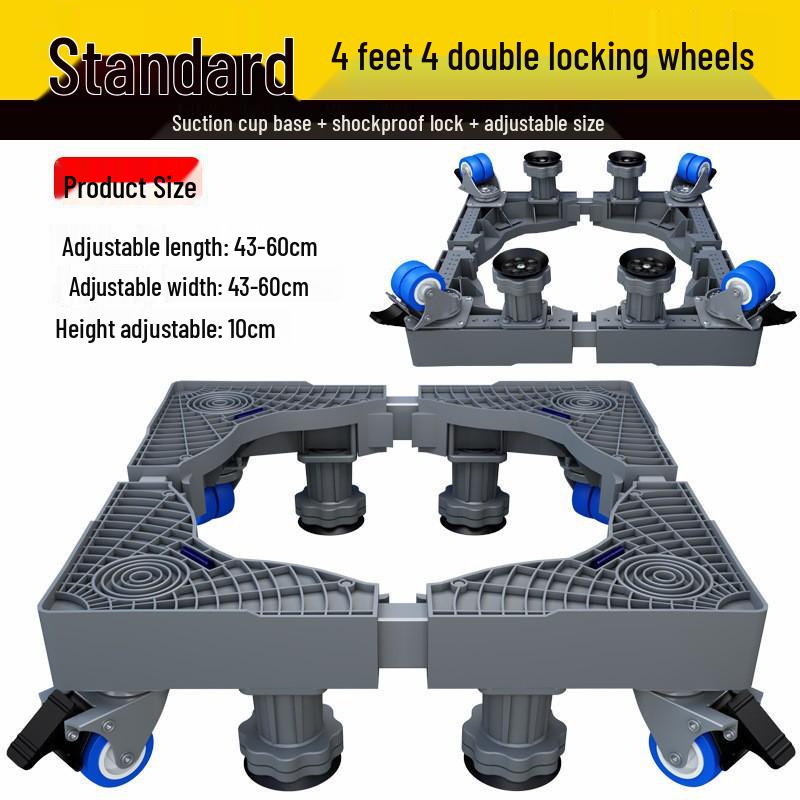 Grauer Verstellbarer Mobiler Waschmaschinenständer mit Rädern und Bremsen