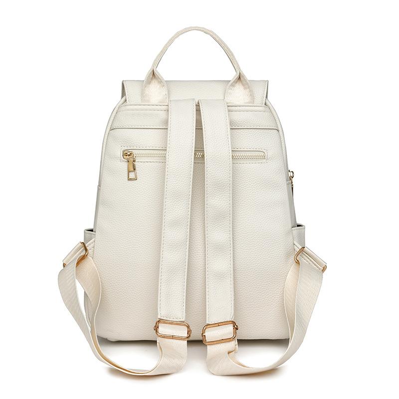 Women's Soft Leather Backpack Solid Color Travel Backpack