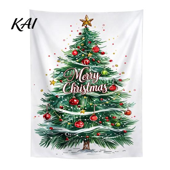 Wall Tapestry for Party Merry Christmas Tapestry, Hanging Fabric Backdrop, Xmas Tree Winter Holiday Art Living Room, Bedroom Decoration, 59"