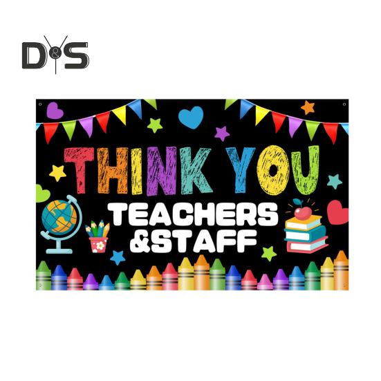 Teacher Appreciation Week Backdrop Banner Thank You Teacher And Staff Background Decoration for Teachers' Day Classroom School Office Decor