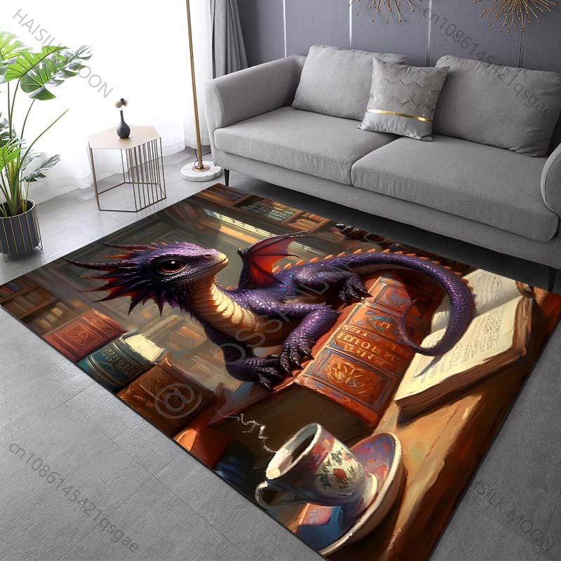 Magic Book Dragon Print Carpet for Living Room Bedroom Bathroom Mat Creative Doormat Sofa Table Home Decor Area Rug Luxury Gift