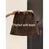 Coffee Suede A-line Mini Skirt - Women's Petite High-Waist Slimming Hip-Hugging Skirt for Spring & Autumn