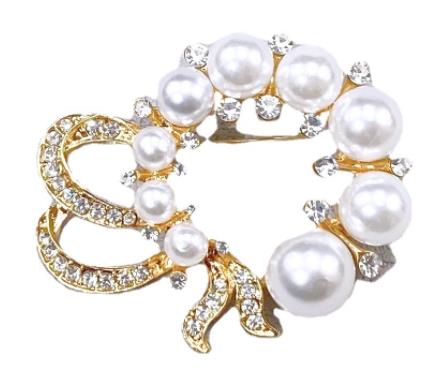 SKEDS Women Elegant Plant Flower Metal Brooches Corsage Fashion Rhinestone Pearl Badges Jewelry Vintage Lady Brooch Pin Gift
