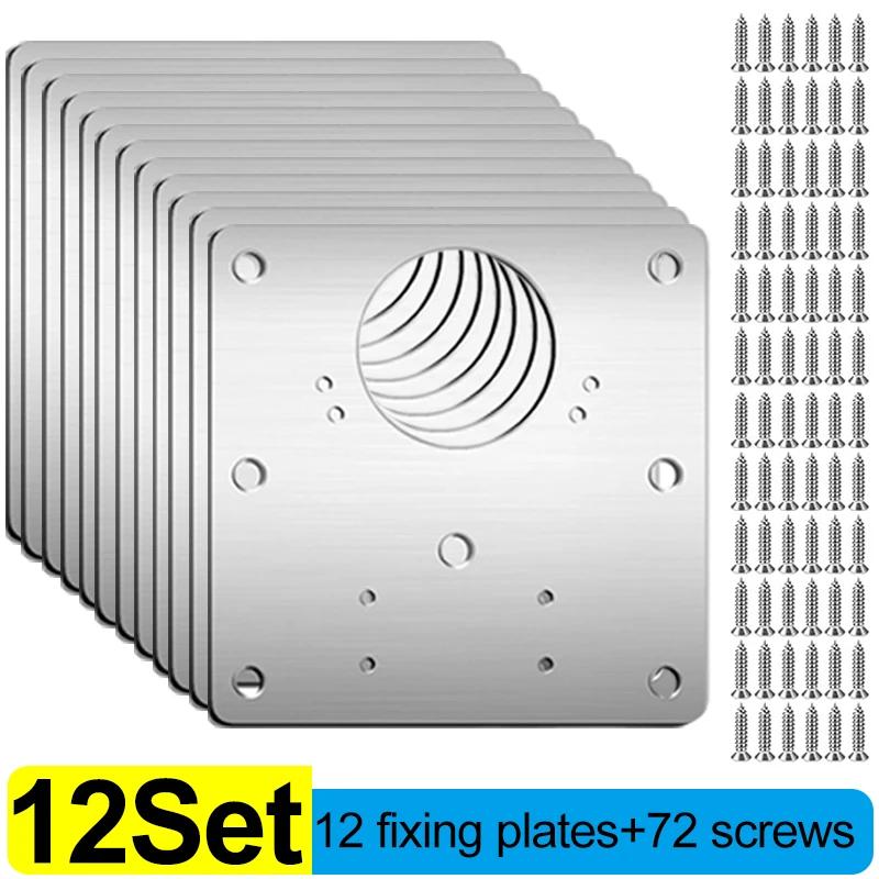 20/2Sets Cabinet Hinge Repair Plate Kits Stainless Steel Kitchen Cupboard Door Hinge Mounting Plate with Holes Fixing Brackets