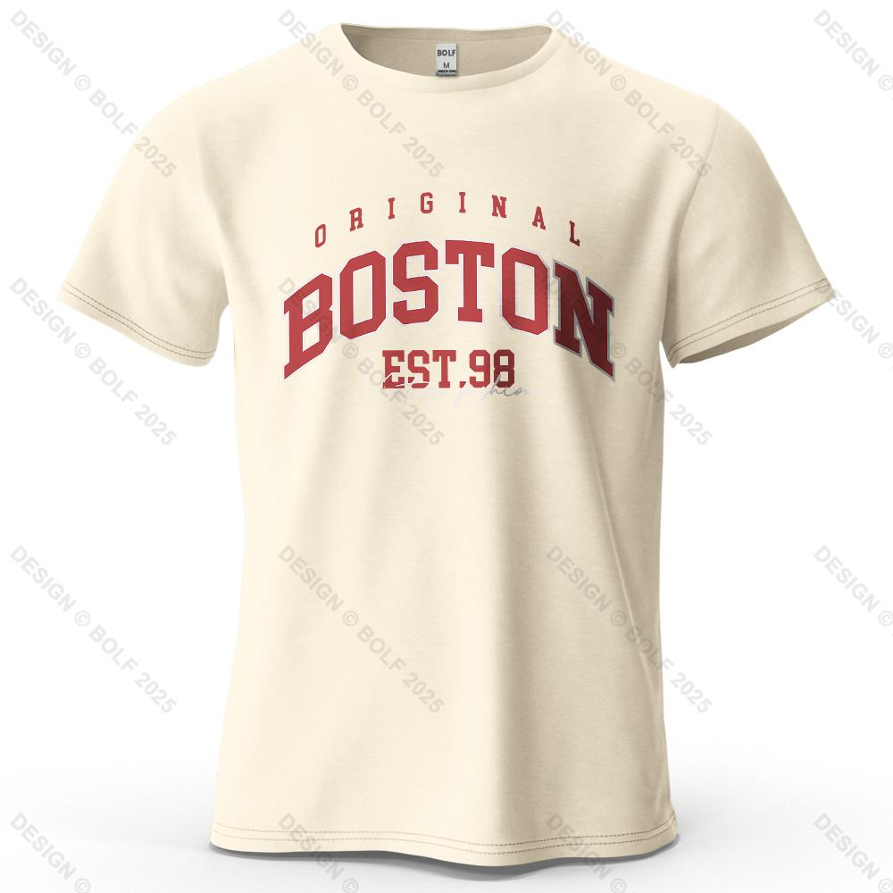 

Original Boston Printed Men s T-Shirt 100% Cotton Oversized Graphic Tees for Women Tops Tees Casual Streetwear 4XL