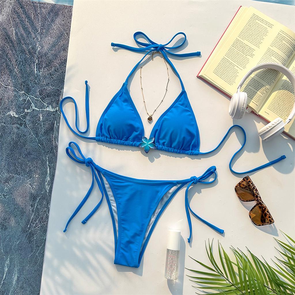 2026 Sexy Flower Halter Bikini Women Swimwear Female Swimsuit High Leg Cut Bather Bathing Suit Swim Two-pieces Bikini set K8078