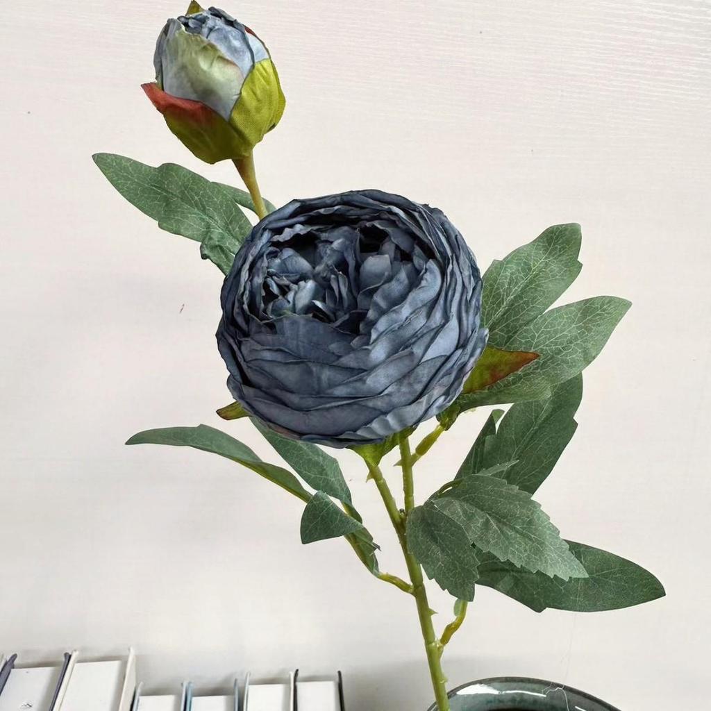 Artificial Peony Flower Head with Scorched Edge - Rich Peony Bouquet for Living Room Decoration