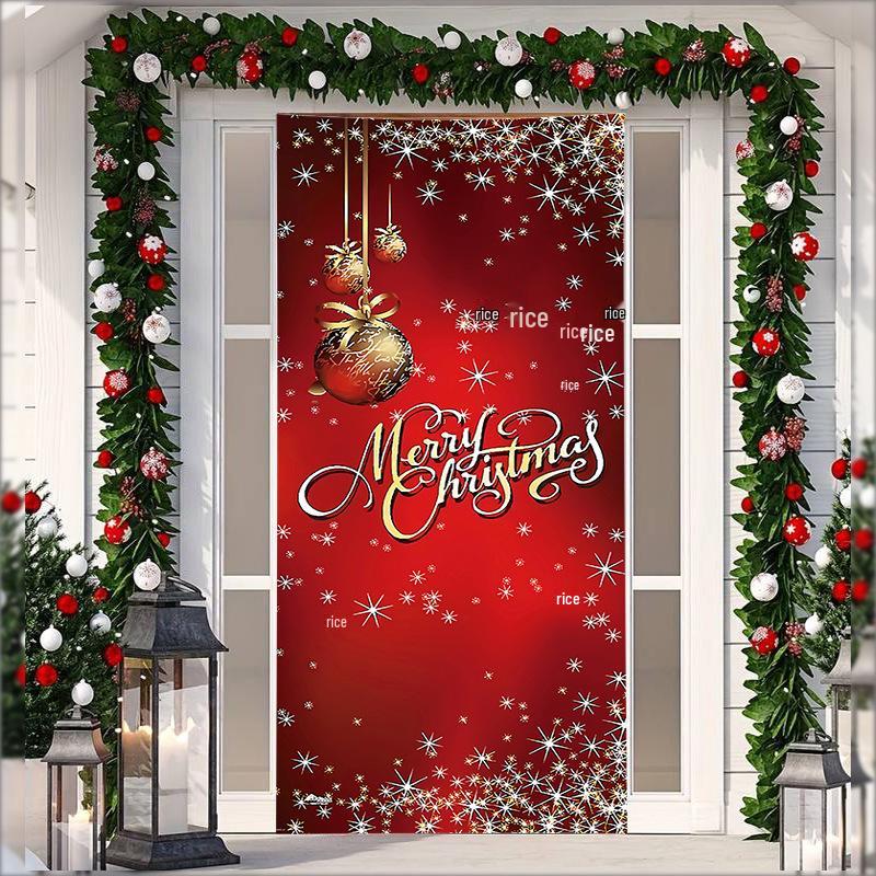 Stretch Fabric Christmas Door Tapestry - Santa Claus Gift Background for Holiday Parties