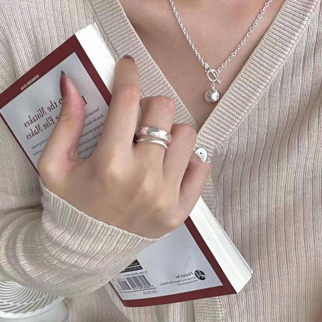 Smiley Adjustable Open Ring for Women - Trendy Niche Design, Perfect for Index Finger.