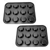 2pcs Nonstick Bakeware Muffin Pans Baking Pan for Cupcakes Carbon Steel Sturdy Even Heat Distribution Easy to Clean 12