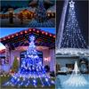 LED Drape 344 with Timer Brightness and Remote Perfect for New and Garden Decorations and Solar-Powered Illumination, Outdoor, Waterproof, Star-Shaped