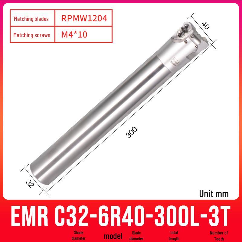 Shockproof EMR CNC Milling Cutter Holder - Round Nose, Bull Nose & Flat Machining Extensions (R4, R5, R6)