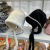Autumn and Winter New Handmade Pearl Decoration Ear Protection Imitation Mink Black Cold Hat Wool Hat Knitted Autumn and Winter Warmth