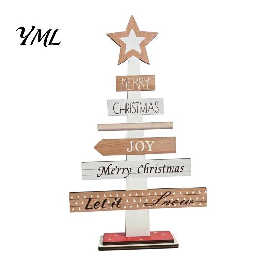 Decorative Wooden Ornaments for Windowsills Christmas Tree Ornament, Letter Sign Showcase Display Items Compact Stable Party Supplies Holiday