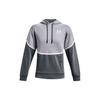 Under Armour Rival Amp Color Block Fleece Hooded Training Sweatshirt Men Sweatshirt Peach Gray 1357090-012