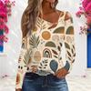 Women Plus Size White Blue Floral Paisley Printed Asymmetric Cutout Neck Cold Shoulder Long Sleeve Fitted Blouse