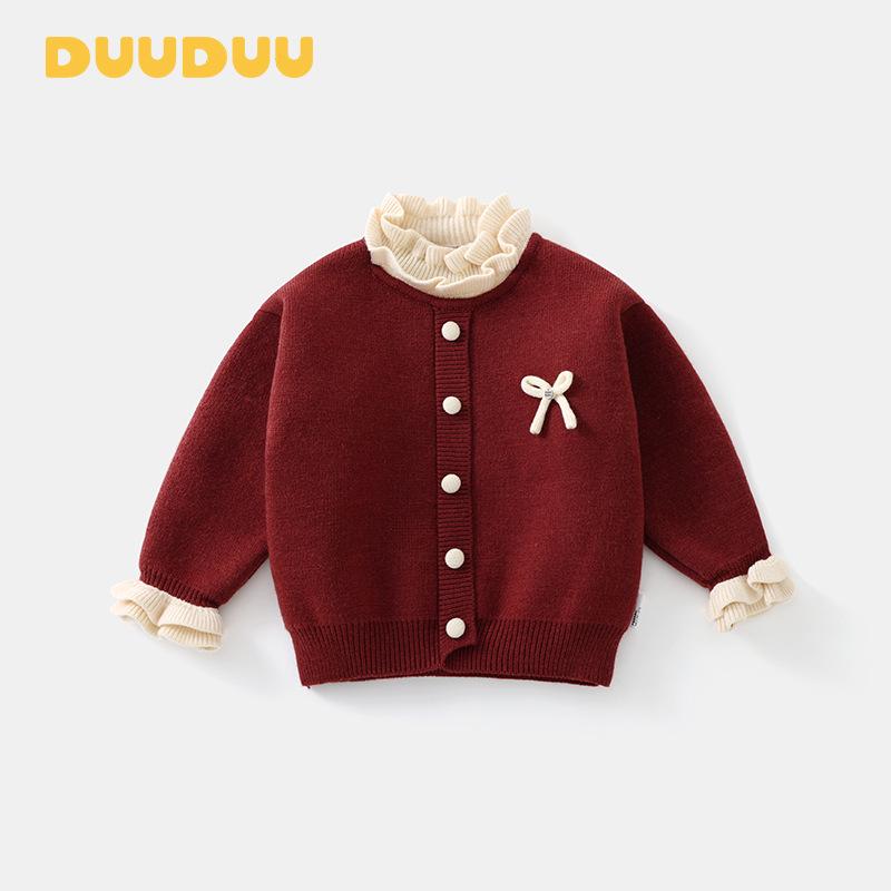 

DUUDUU Baby Knitwear: New Year Greeting Pullover for Toddlers & Kids Sweater, Autumn/Winter Clothing 120 cm червоний