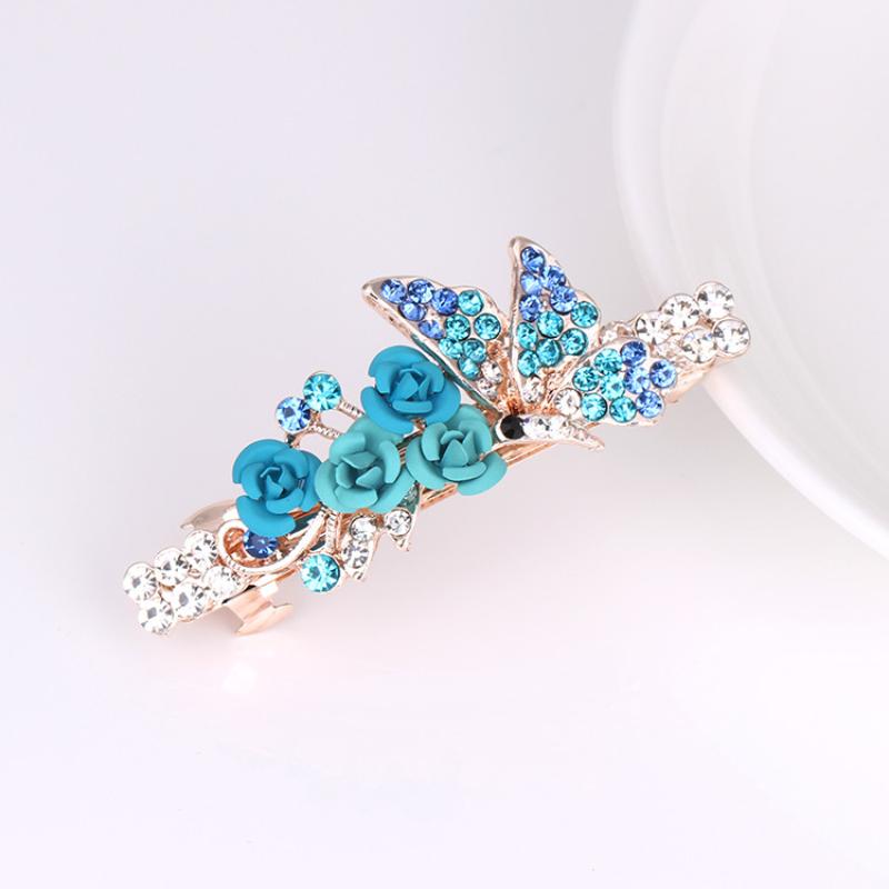 Fashionable Bow Hair Clip, Women's Pearl Flower Crystal Hairpin, Spring Clip Hair Accessory
