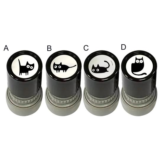 Cute Black Cat Stamp Set Self-Inking Light-Sensitive Stamps for Notebooks Cards Planners Creative DIY Craft Tool for Kids Adults Teacher