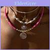 Collier multicouche en argile souple géométrique avec pendentif en alliage pour un look de plage pour femmes