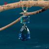 BELLA BOX Luxury Cubic Zirconia Necklaces With Sky Blue Stone Simple Stylish O Chain Pendant Necklace Trendy Jewelry For Women