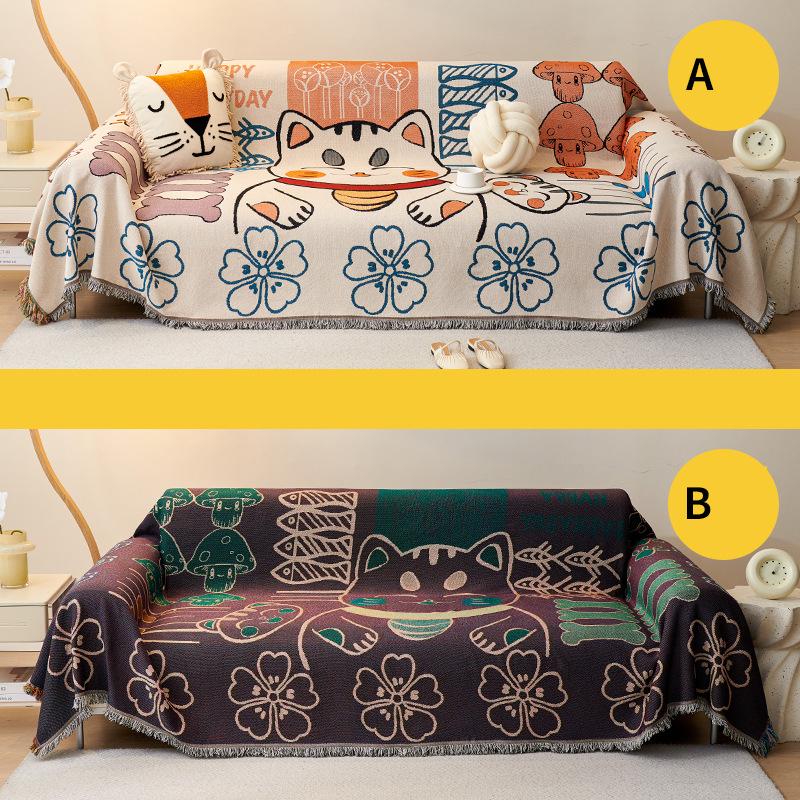 Prevent Cat Scratch Thick Tassels Couch Pad Full Coverage Home Waterproof Sofa Cover Living Room Sofas Blanket Furniture Cover