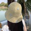 Summer UV Protection Holiday Beach Flower Design Straw Hat Women's Straw Crochet Bohemian Foldable Panama Sun Hat