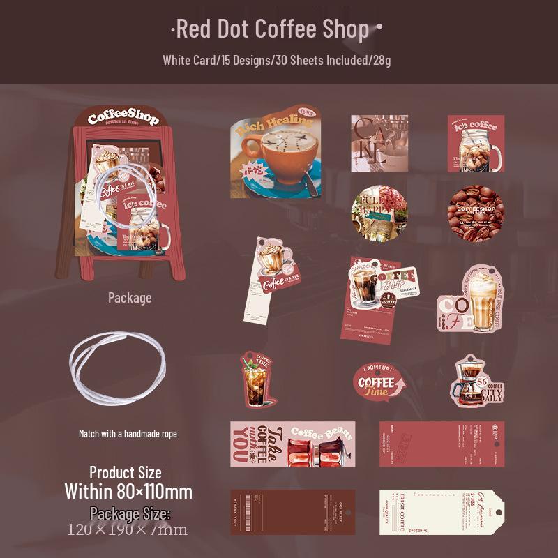 

Tomato Sauce Girl Coffee Shop Series: Retro Coffee-Themed Punch Hole Stickers (4 Designs)