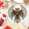 Owl Mandala Wind Spinner – 3D Metal Garden Art Decor, Handcrafted Owl Design with Vibrant Feathers, Battery-Free Spinning Outdoor Ornament for Patio