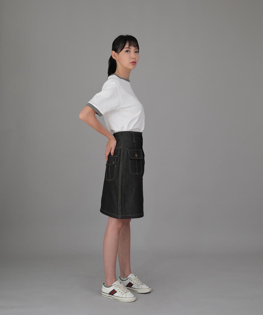 Seinteukeulu Fb Cover Pocket Elastic Skirt Fcm-1307 Black Denim Brs