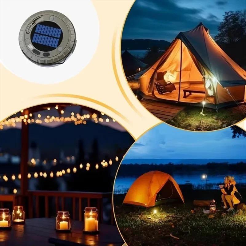 Solar Lights Outdoor Camping Light 10m String Light Outdoor Tent Light RGB Atmosphere Light LED Flashlight with Hook