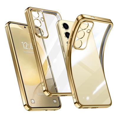 Luxury Silicone Soft Case For Samsung Galaxy S24 S23 S22 S21 Plus FE Ultra Thin Plating Transparent Back Cover Clear Shockproof