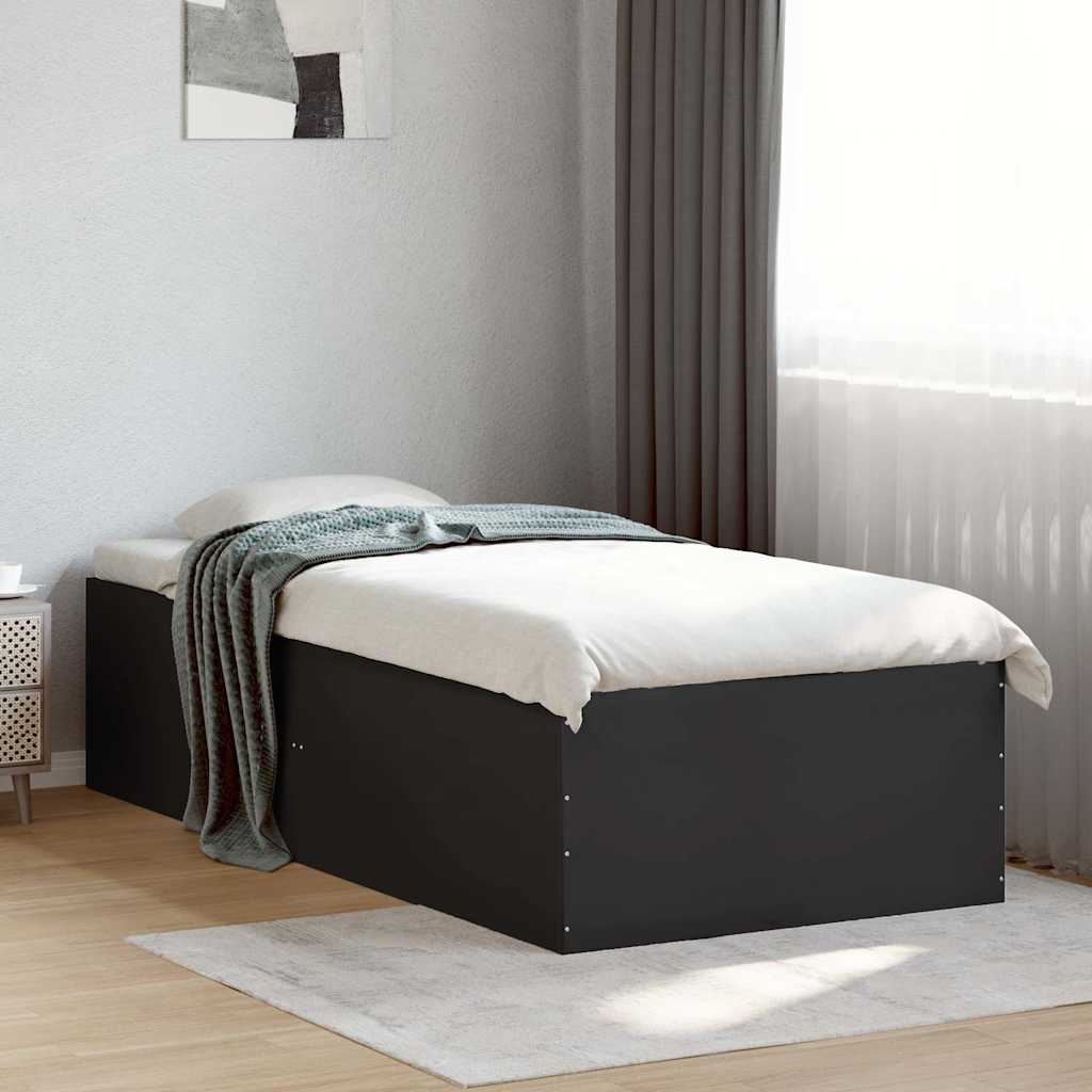 Bed Frame Black 75x190 cm Particleboard