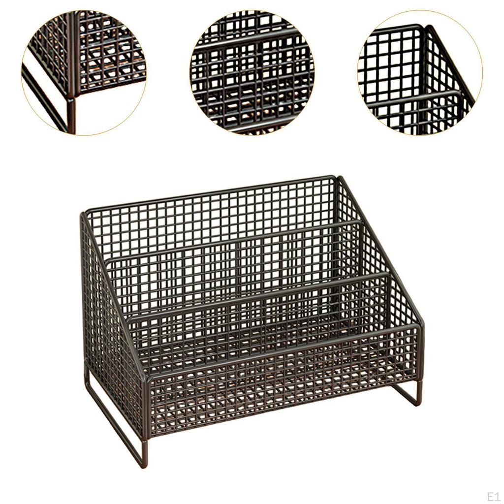 Plattenständer 3 Fächer Aufbewahrungsregal Arbeitszimmer Schreibtisch Organizer Metall