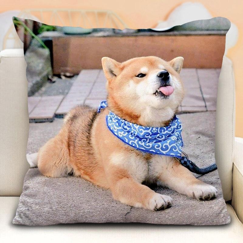 New Funny Shiba Inu Pillow Case Cute Cartoon Dog Cushion Cover For Bedroom Living Room Home Decorative Pillowcase