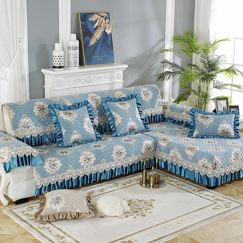 

Роскошный коврик для дивана из синели, европейский стиль, большой цветочный тканевый противоскользящий чехол для сиденья, зимняя подушка из цельного дерева, полный чехол для дивана 35x70cm 3edge 18cm