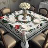 Christmas Poinsettia Holly Snowflake Waterproof Tablecloth Table Decor Winter Xmas Kitchen Table Runner Christmas Decorations