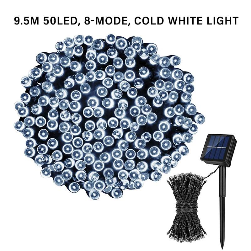 

1 упаковка гирлянда на солнечных батареях 50 светодиодов водонепроницаемая уличная гирлянда 9,5 м уличная гирлянда 2025 рождественская вечеринка для декора сада 1PC