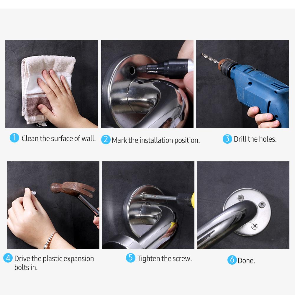 19.6 Inch Anti-Slip Shower Grab Bar Handle Stainless Steel Bathroom Grab Bar Silicone Covered Grip