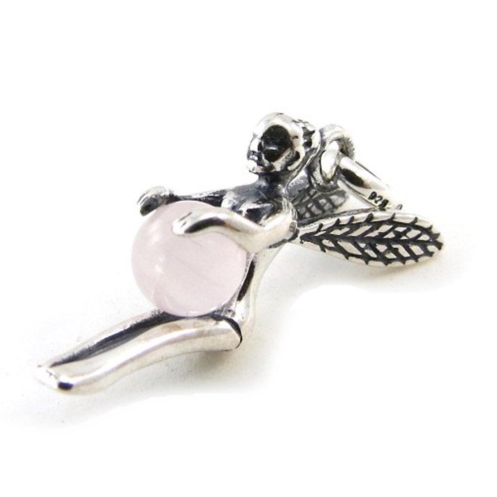 Les Trésors De Lily [I9909] - Sølv anheng 'Tinkerbell' sølv rosekvarts - 15x20 mm