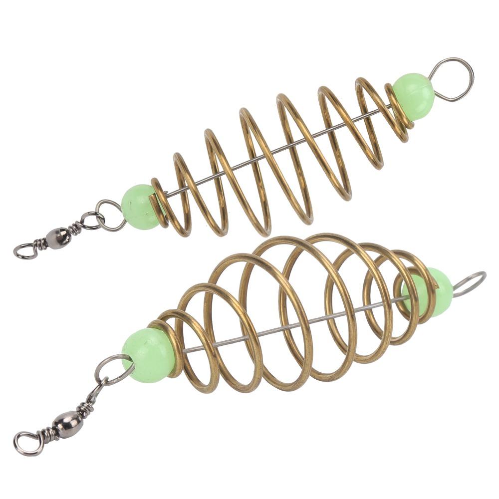 30PCS with Glow Beads Fishing Bait Cage Spring Fishing Bait Holder Rig Outdoor Angling