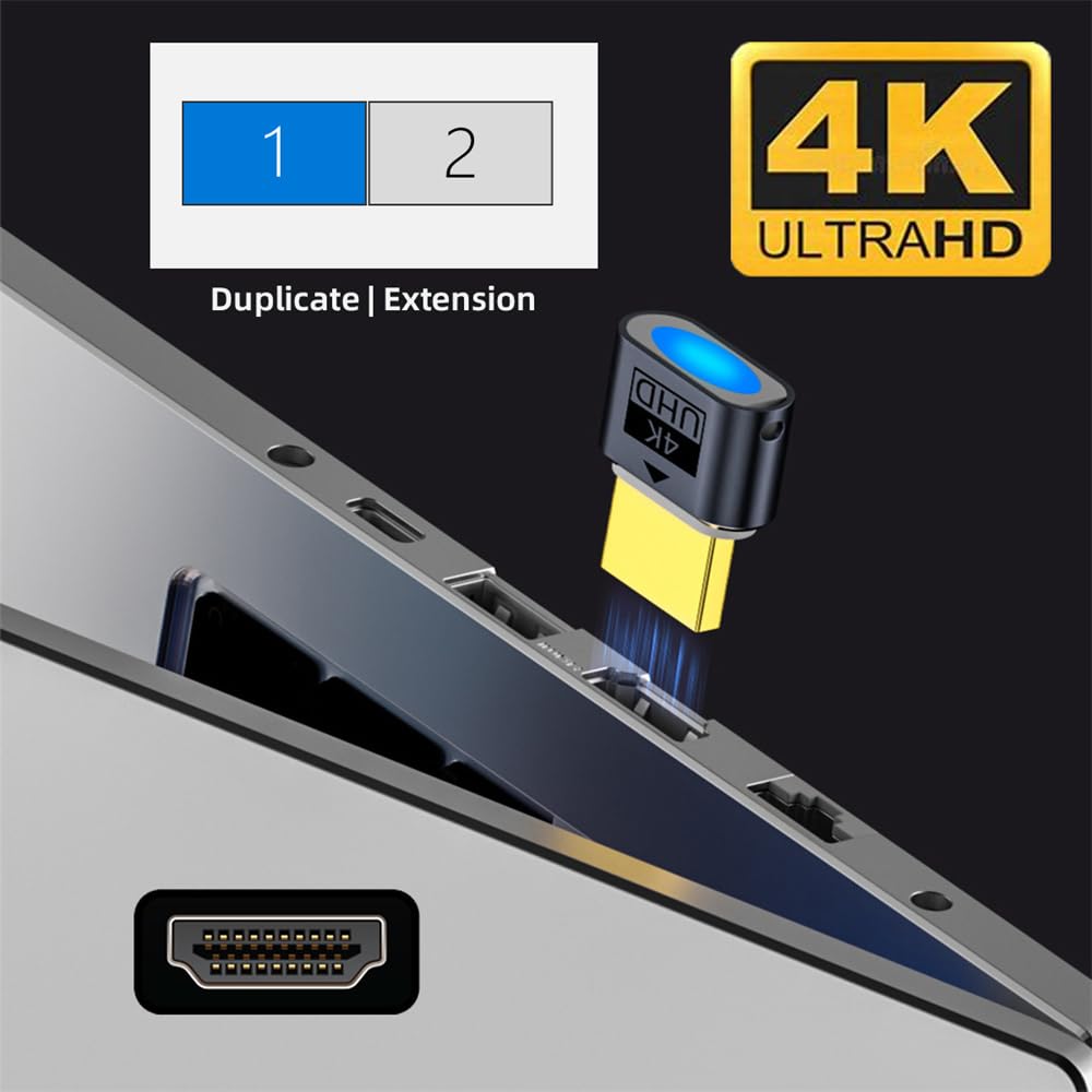 Cablecc 4K HDMI Virtual Display Adapter with DDC EDID Dummy Headless Ghost Display Emulator for HDTV 1.4 Plug, 4K@60Hz