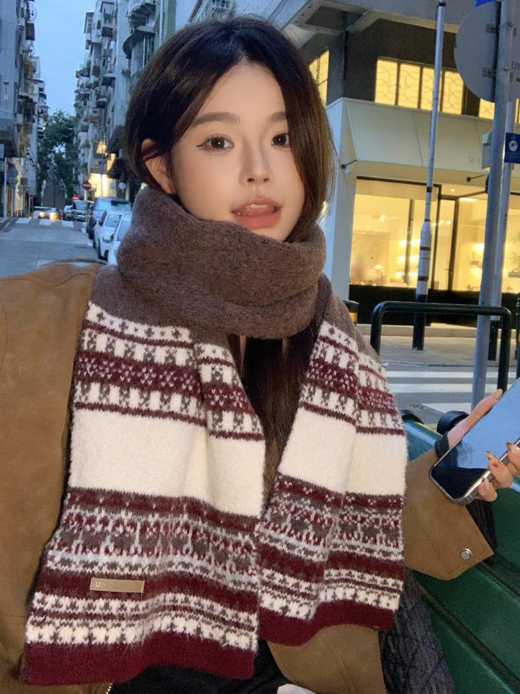 Women Soft Sweet Jacquard Knitted Scarf Headscarf Ladies Casual Warm Scarve Mujer Wrap Shawl New Winter Student Young Girl