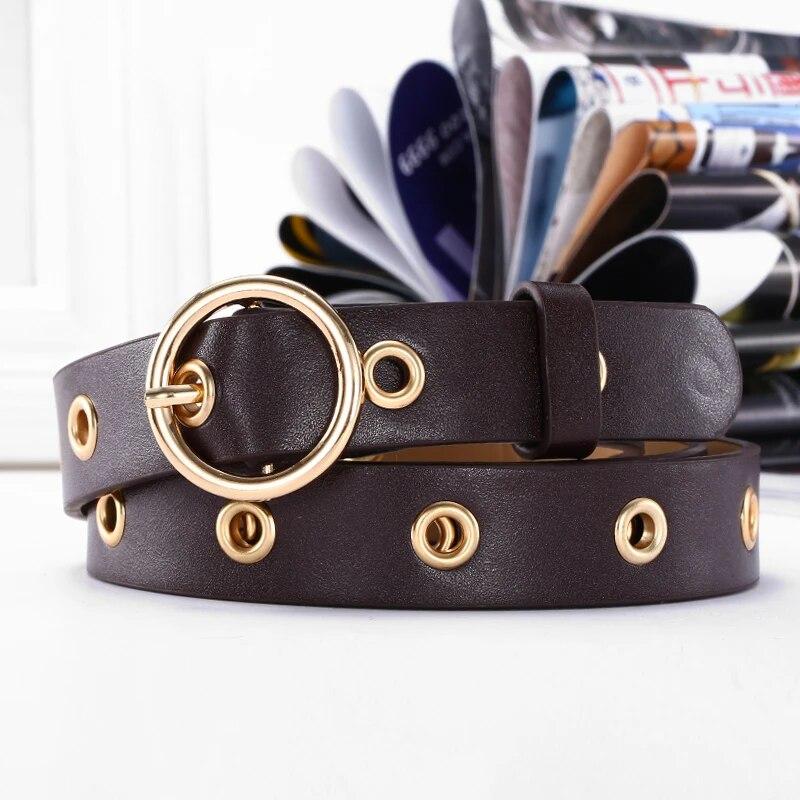 Women's Belt Fashionable and Personalized Round Buckle Belt Simple and Trendy Rivet Belt Korean Y2K Style Jeans Belt Women Belts