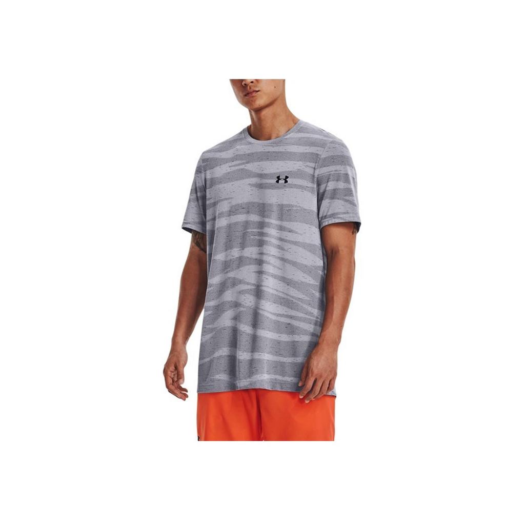 Under Armour Logo Print Pullover Crew Neck T-Shirt Men Tops Grey 1373726-011