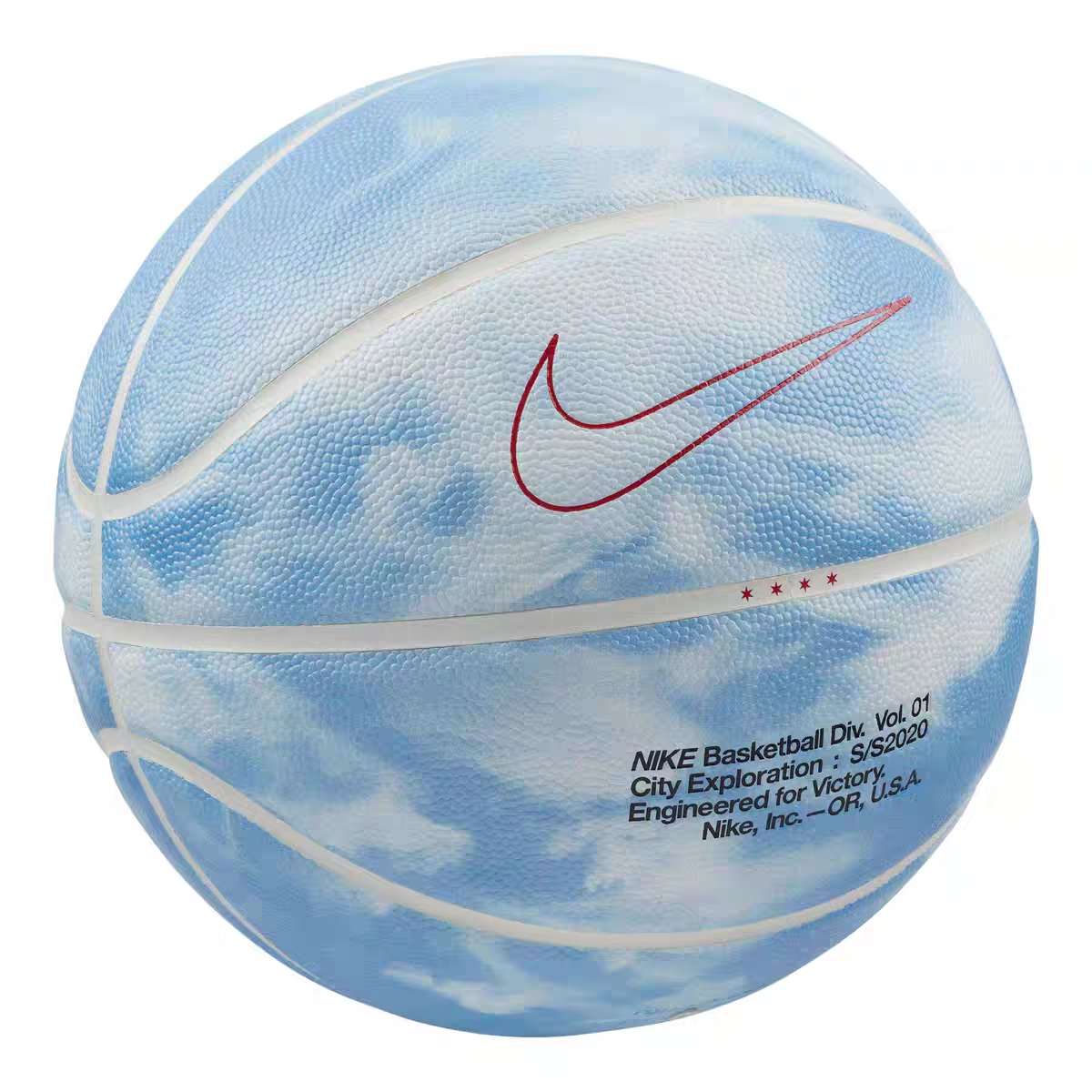 Nike City Exploration Chicago Cloud Print Pu Basketball Sky Blue Size 7 Ball Training CT4887-910 Size 7